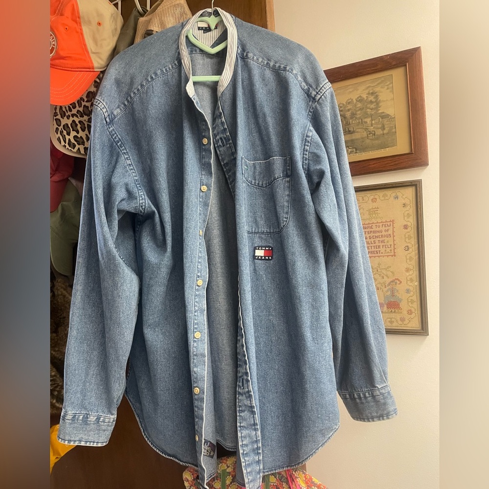 Tommy Jeans, 100% cotton button down denim shirt size XL
